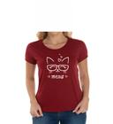 Camiseta Feminina Blusinha Baby Look Miow 100%algodão