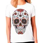 Camiseta Feminina Branca Caveira Mexicana Skul 03