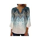 Camiseta Feminina Com Estampa Floral E Decote Em V Casual Outono Top Estilo Europeu E Americano