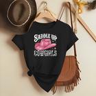 Camiseta Feminina Country Look Country T-shirt Roça Agro Rodeio Boiadeira Estamp Saddle Up Cowgirls