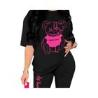 Camiseta Feminina De Verão Com Estampa De Urso Engraçado De Manga Curta Marca De Moda De Rua