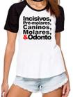 Camiseta feminina dentes nomes camisa dentista odontologia