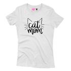 Camiseta Feminina Estampada Cat Mom Branco