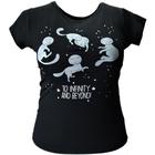 Camiseta Feminina Estampada Gatos To Infinty And Beyond