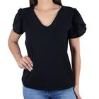 Camiseta Feminina Giraffe Gola V Preta - 62348