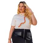 Camiseta Feminina Golga Alta Blusinha De Algodão Com Estampa Arco-íris Manga Curta 100% Algodão