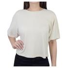 Camiseta Feminina Lado Avesso MC Cropped Bege Aveia - L1254