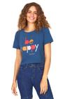 Camiseta Feminina Malha Be Happy Polo Wear Azul Escuro