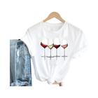 Camiseta Feminina Manga Curta com Estampa de Vinho - Top para Viagem