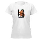 Camiseta feminina manga curta Hi Urso delicado novidade chic