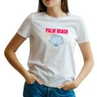 Camiseta feminina manga curta Palm Beach Waves moda barata