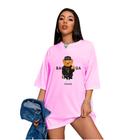 Camiseta Feminina Oversized Urso Ostentação Streetwear Skate