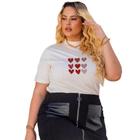 Camiseta Feminina Plus Size 100% Algodão Oversized Manga Curta Blusinha Gola Alta Confortável