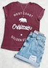 Camiseta Feminina Plus Size Bordô Califórnia Golden State