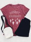 Camiseta Feminina Plus Size Estonada Desert