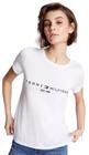 Camiseta feminina Tommy Hilfiger com logotipo bordado de ajuste regular