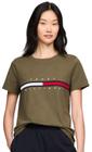 Camiseta feminina Tommy Hilfiger com logotipo bordado de ajuste regular