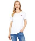 Camiseta feminina Tommy Hilfiger com logotipo de gola redonda, branca, tamanho L