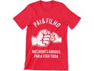Camiseta Frase Dia Dos Pais Papai Pai e Filho Vermelho