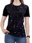 Camiseta Galaxia Feminina Planeta Espaco blusa Preto