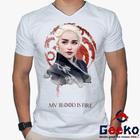 Camiseta Game Of Thrones 100% Algodão Daenerys Targaryen Fire and Blood My Blood is Fire Geeko