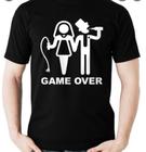Camiseta game over 100% algodão unissex lançamento - 3m