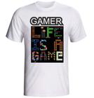 Camiseta Gamer Life modelo branca fornecedor M&M Presentes Personalizados