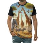 Camiseta Girafa Na Selva Grande Mamífero Africano Animal