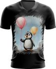 Camiseta Gola V Bebê Pinguim com Balões Crianças 18