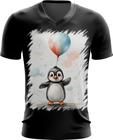 Camiseta Gola V Bebê Pinguim com Balões Crianças 19