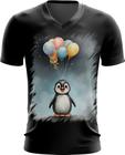 Camiseta Gola V Bebê Pinguim com Balões Crianças 3