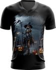 Camiseta Gola V Bruxa Caveira Halloween 12