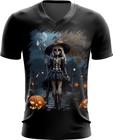 Camiseta Gola V Bruxa Caveira Halloween 9