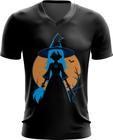 Camiseta Gola V Bruxa Halloween Azul Festa 11