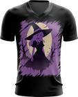 Camiseta Gola V Bruxa Halloween Púrpura Festa 5