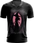 Camiseta Gola V Bruxa Halloween Rosa 8