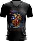 Camiseta Gola V Coração de Ouro Líquido Gold Heart 6
