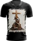 Camiseta Gola V da Cruz de Jesus Igreja Fé 10