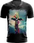 Camiseta Gola V da Cruz de Jesus Igreja Fé 7