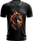 Camiseta Gola V de Cavalo Flamejante Fire Horse 10