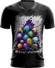 Camiseta Gola V de Ovos de Páscoa Artísticos 9 - Kasubeck Store