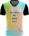 Camiseta Gola V Dryfit Eu Creio no Deus Vivo Jesus Gospel 1v