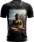 Camiseta Gola V Estátua de Buda Iluminado Religião 2