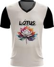 Camiseta Gola V Flor de Lótus Budismo Buda Religião 1