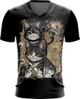 Camiseta Gola V Gatinho no Pôrdo Sol Sunset 18