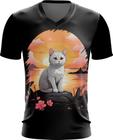 Camiseta Gola V Gatinho no Pôrdo Sol Sunset 5