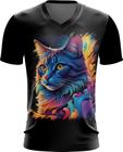 Camiseta Gola V Gatinho Ondas Magnéticas Vibrante 4