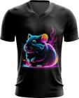 Camiseta Gola V Hamster Neon Pet Estimação 16