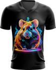 Camiseta Gola V Hamster Neon Pet Estimação 23