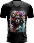 Camiseta Gola V La Catrina Mexicana Dama Esqueleto 2